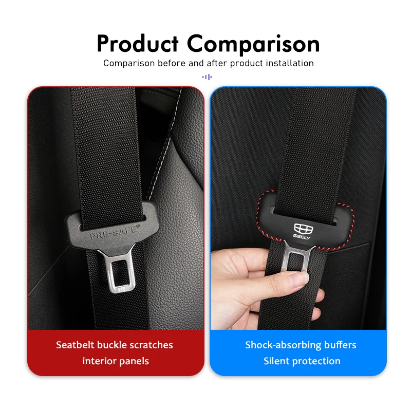 Universal Car Seat Belt Buckle Clip Protector Anti-Scratch Cover For Geely Ttugella Geometry C Coolray Emgrand Atlas Pro EC7 GX3