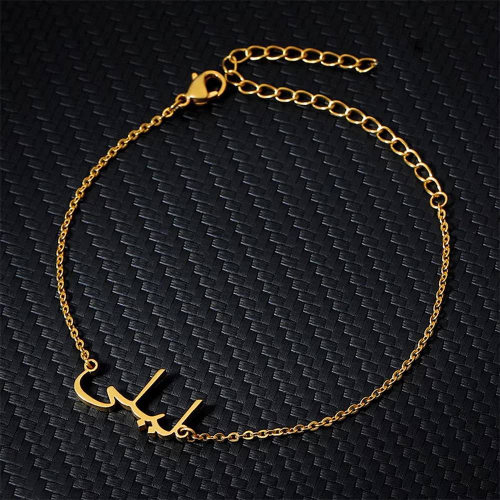 Custom Arabic Lerrer Name Anklet for Women Personalized Stainless Steel Leg Chain Luxury Anklet Mother's Day Gift Wrist Chain