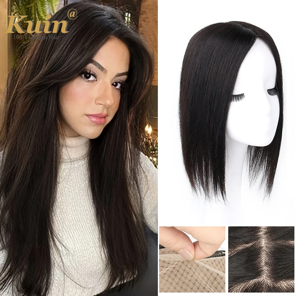 Women's Wig Clip In Hair Piece Women Real Hairpiece Hand Made Lightweight Breathable Hair Closure Hair Supplementing Set Women