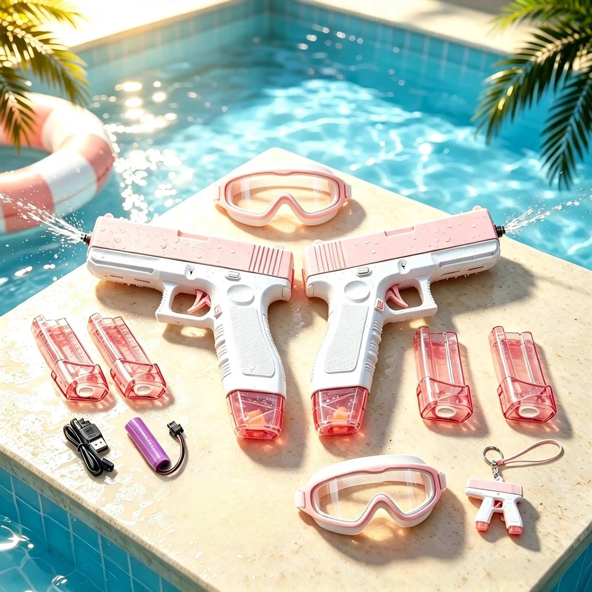 2-Piece Set of Children's Water Guns, with Long Range, Large Capacity, and Durable Design Suitable for Use as Summer Beach, Pool, and Outdoor Toys, It Is a Water Gun Toy for Boys and Girls, and Is Also a Fun Water Gun
