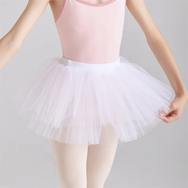 Hot Sale Yellow White Blue Training Wear 4 Layers Tulle Dance Tutu Skirt Women Adult Ballet Skirt