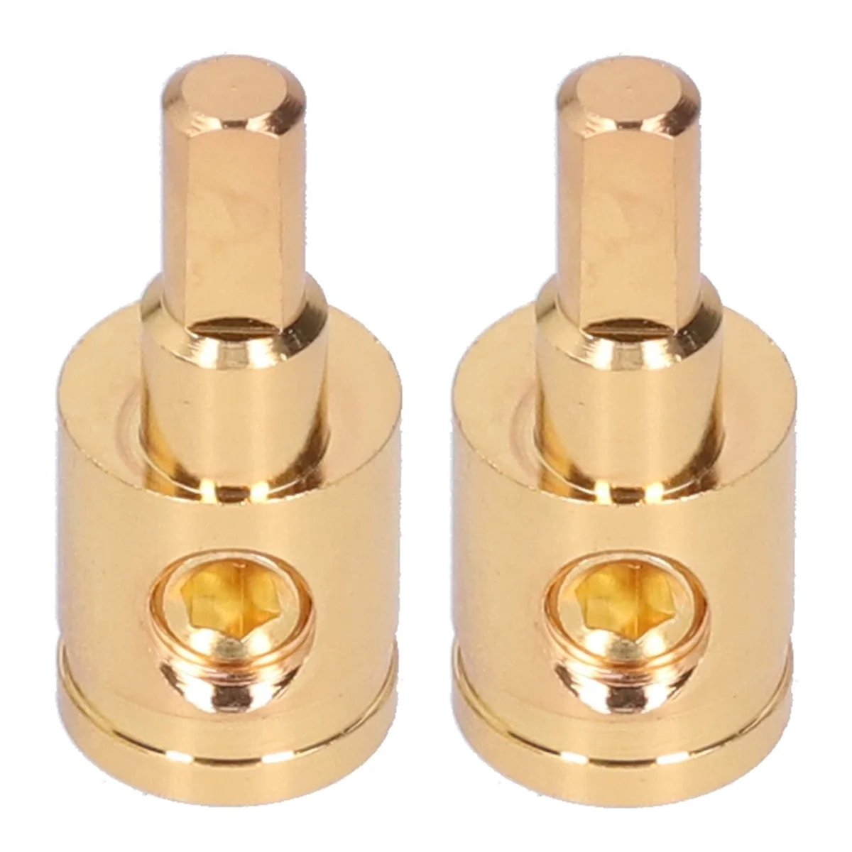 Power Wire Reducer, 0GA Pure Copper Gold Plated Wire Reducer Terminal Connector for Car Audio Amplifier ,2PCS