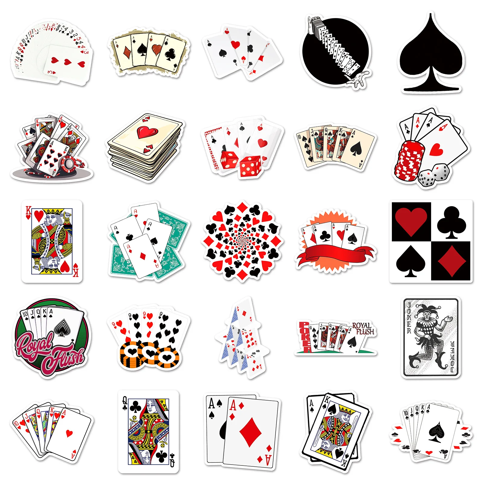 10/30/50PCS Cool Playing Card Game Stickers DIY Decoration Motorcycle Phone Notebook Fridge Suitcase Car Waterproof Graffiti Toy