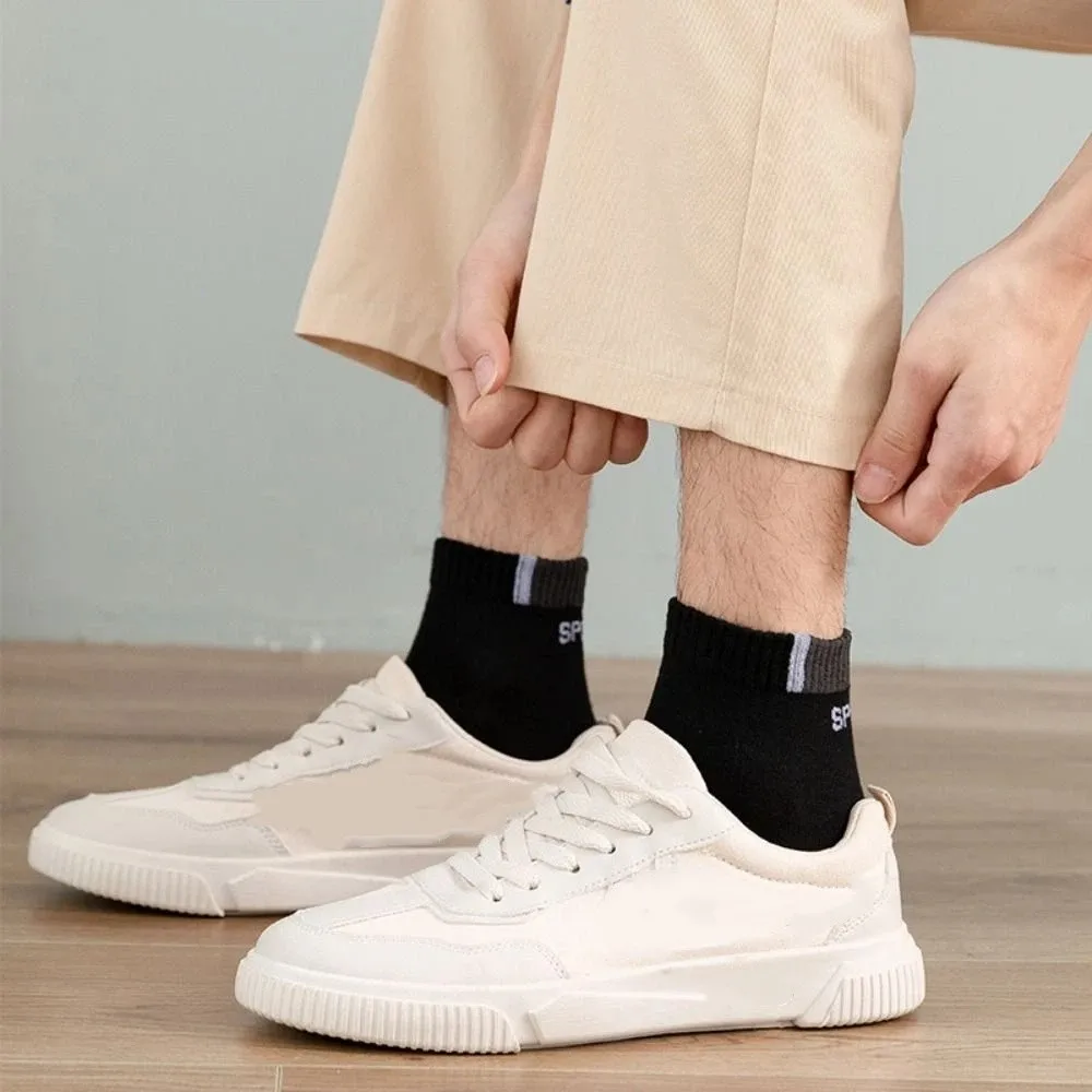 

5Pairs Fashion Letters Men's Mid-calf Socks Simple Non-slip Men Tube Socks Breathable Hosiery Sports Ankle Sock Students