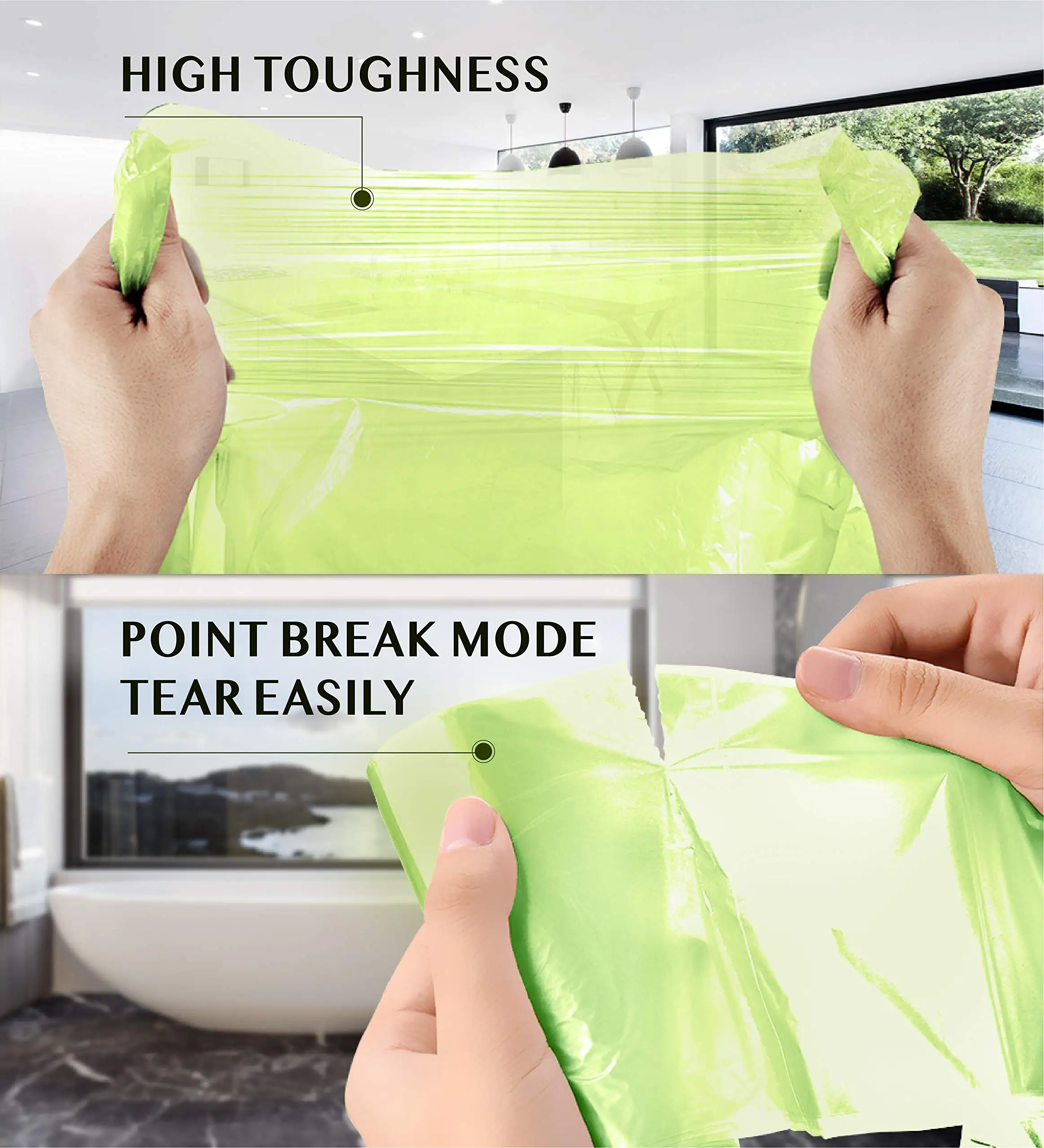 Biodegradable Trash Bag, Drawstring Garbage Bag Clear Trash Bags with Mosquito repellent