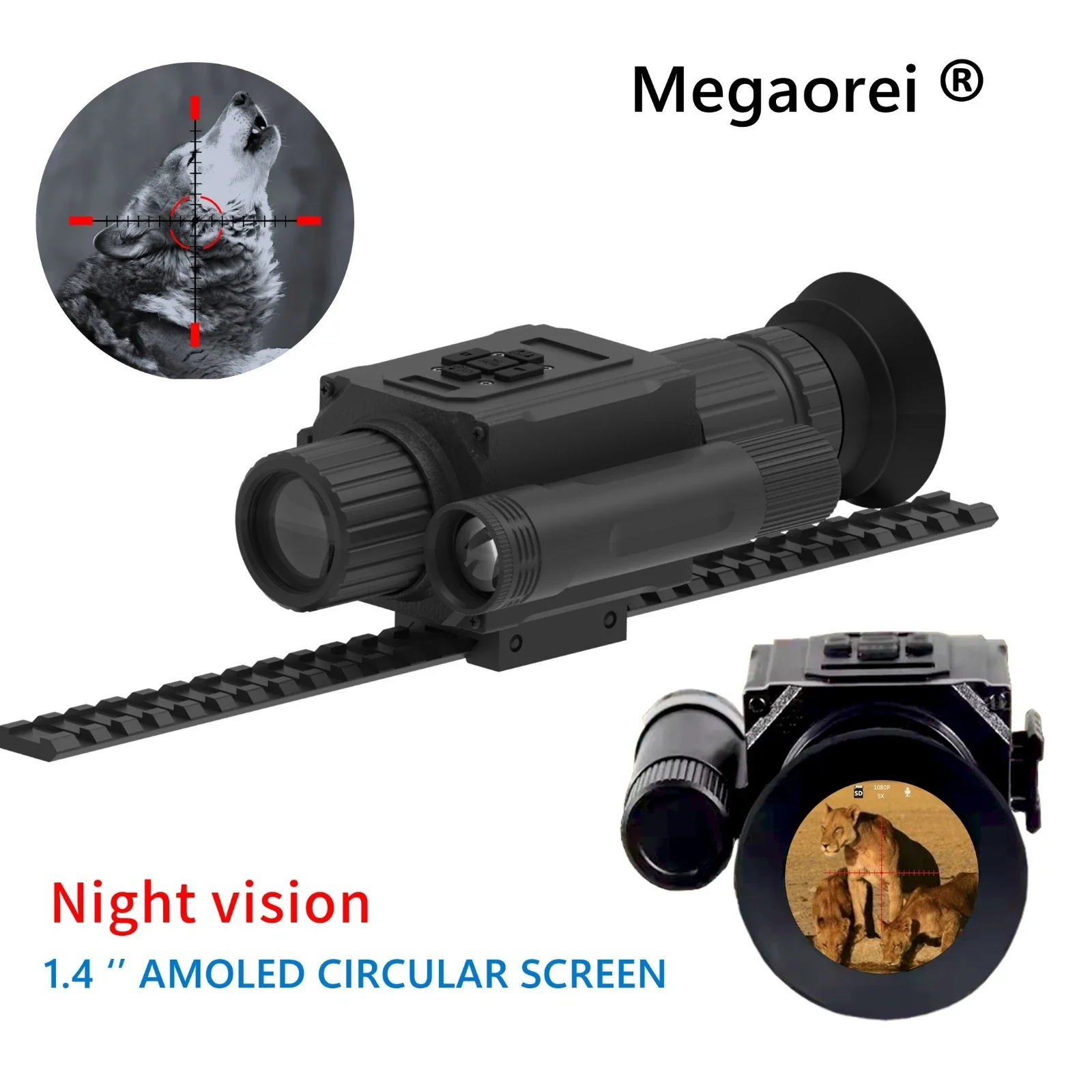 

5X Digital Zoom Night Vision RifleScope 1.4 Inch Full Screen Photo/video HD1080P Monocular 850/940nm Laser IR Hunting Camera