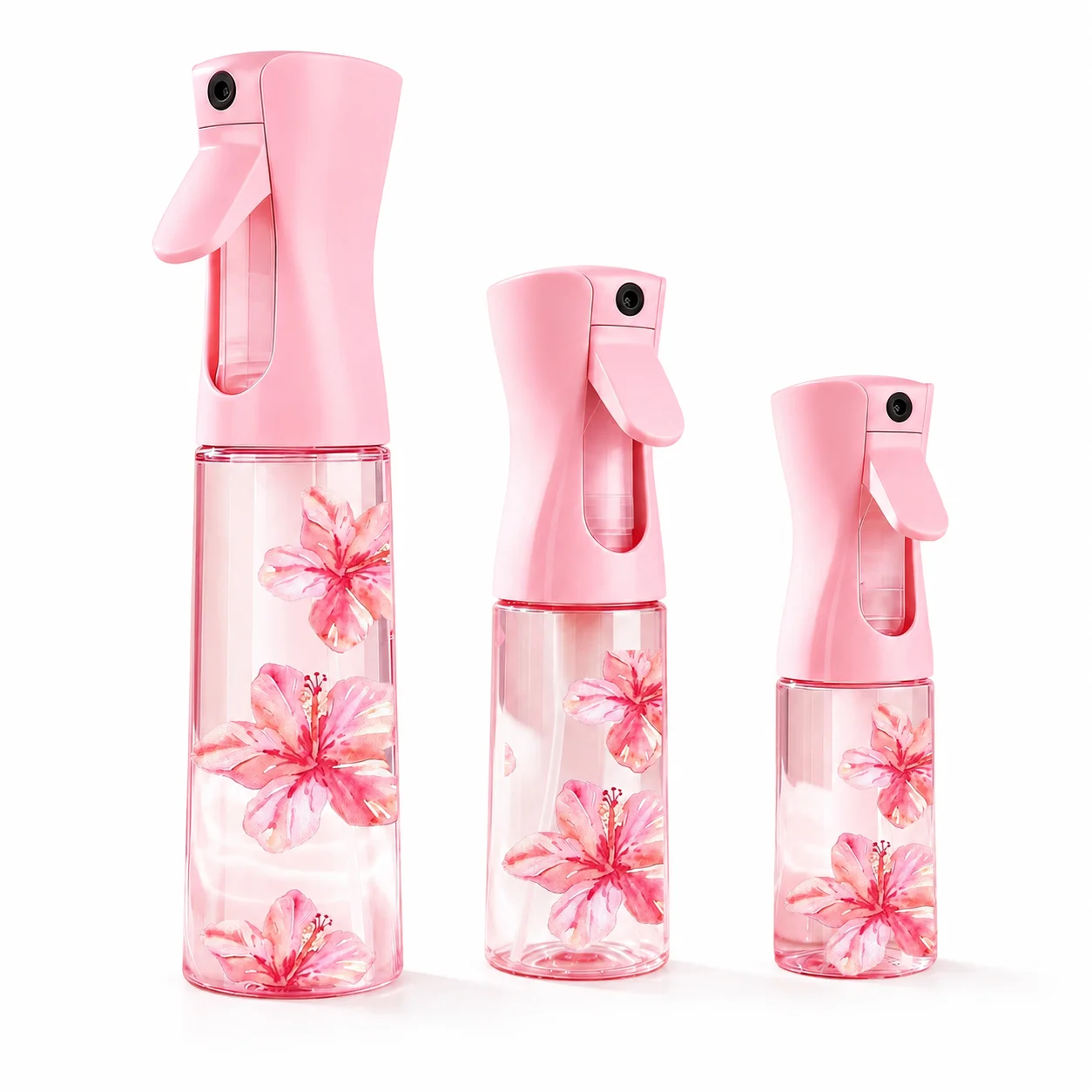 Bouteille pulvérisatrice à brume continue rose à motif floral 200/300/500ML, vaporisateur d'eau à fine brume rechargeable pour salon de coiffure, plantes, voyage