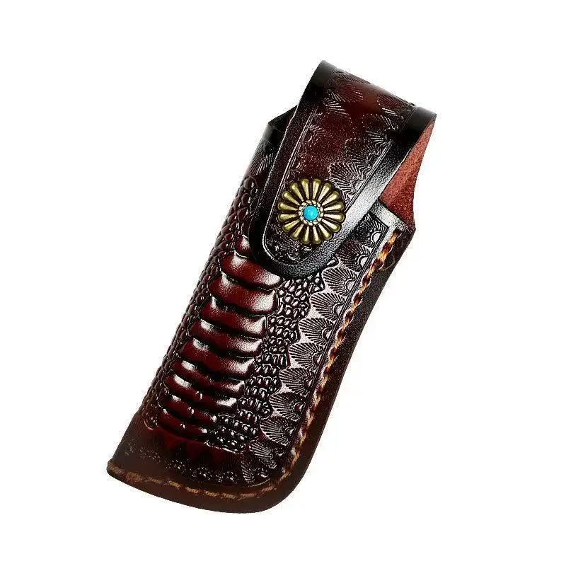Pocket knife leather cover, leather storage bag, knife cover, folding knife cover, tool storage cover, portable, wearable belt view 3