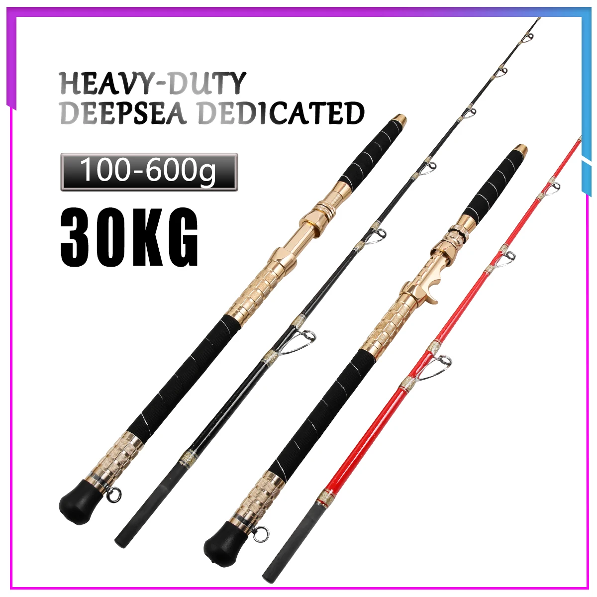 1.65M(5.5ft)/1.8M(6ft) 70 lb bait 200-1000g solid tip Professional Heavy Duty Deepsea Fishing rod Saltwater Jigging Rod