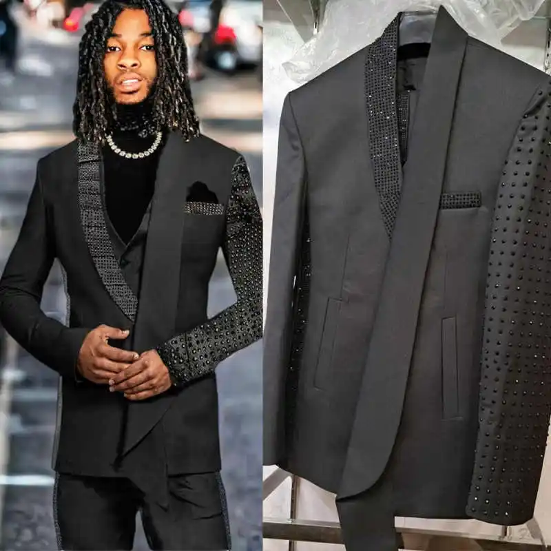 Luxury Wedding Tuxedos 2 Piece Set Jacket Pants Slim Fit Men Suit Design Shawl Lapel One Button Groom Evening Blazers Customized