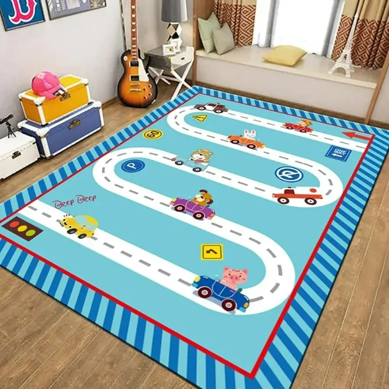 Street Road Traffic Carpet Puzzle Game Floor Mat for Kids Bedroom Decor Home Nursery Educational Rug Living Room Bath Play Mats