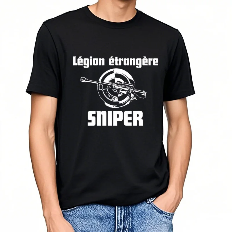 

Снайперский легион Etrangere Legion Etrangere Badge Мужская футболка с коротким рукавом Повседневная футболка из 100% хлопка с круглым вырезом