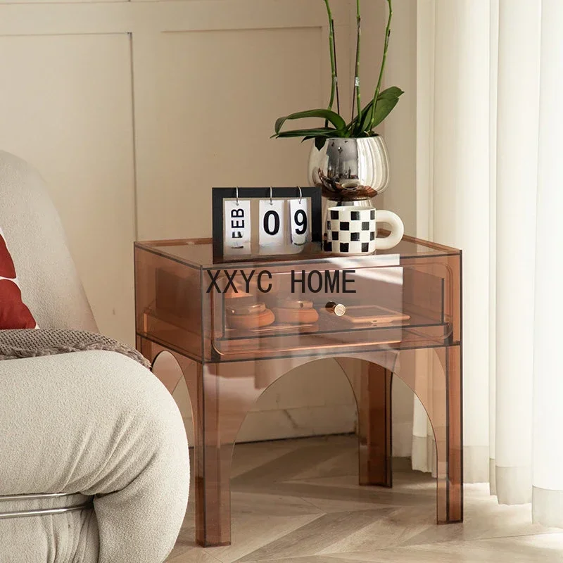 

Light Luxury Acrylic Bedside Table Bedroom Modern Minimalist Bedside Storage Small Cabinet Chest of Drawer