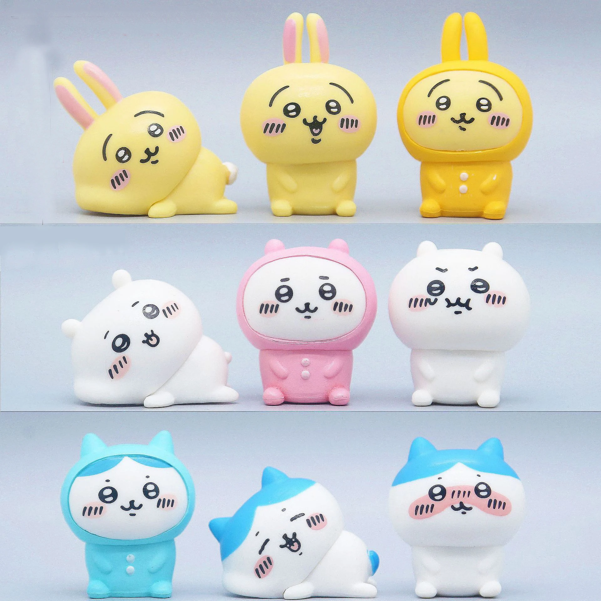 9pcs chiikawa Usagi Kawaii  desktop ornament toys.Cute dolls PVC material is not easy to oxidize and discolor.Cake decoration