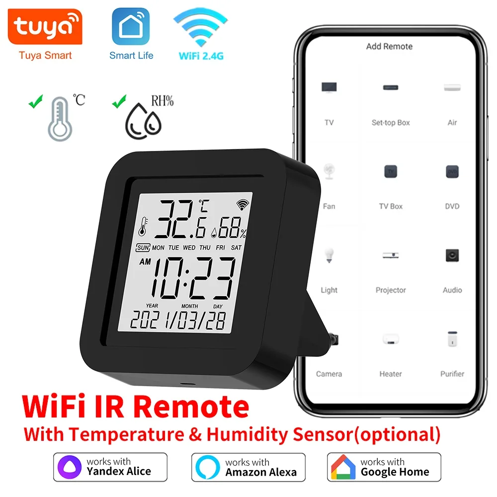 WiFi IR Remote With Temperature Humidity Sensor For Smart Home APP SmartLife Works with Alexa Google Home Yandex Alice