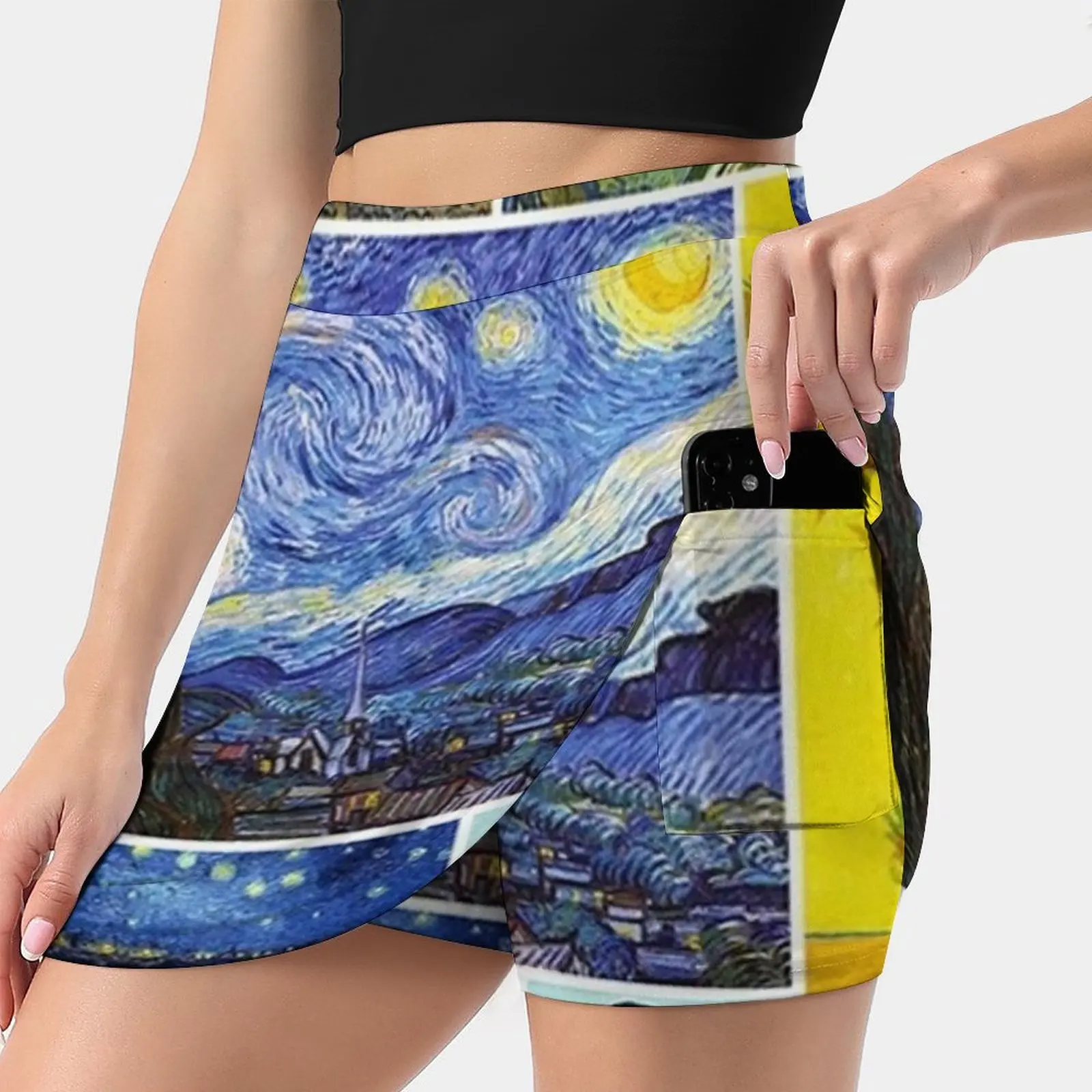 Vincent Van Gogh Collage Women's skirt With Pocket Vintage Skirt Printing A Line Skirts Summer Clothes Vincent Van Gogh Vincent