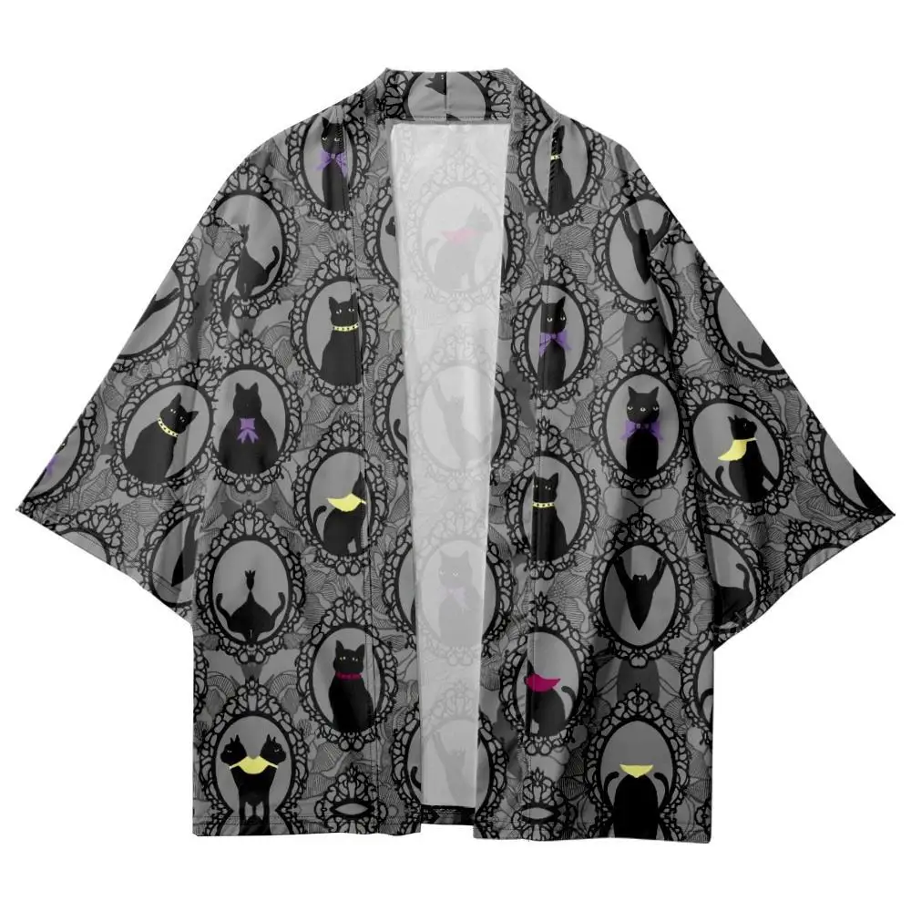 

Fashion Casual Streetwear Cute Cat Print Traditional Haori Women Men Japanese Style Clothing Male Female Cosplay Cardigan Kimono