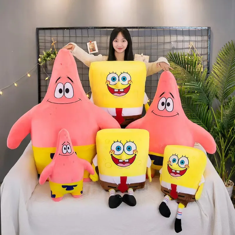 30-100CM SpongeBob Doll SquarePants Patrick Star Plush Anime Cartoon Toy Soft Cute Stuffed Collection Children\'s Birthday Gift