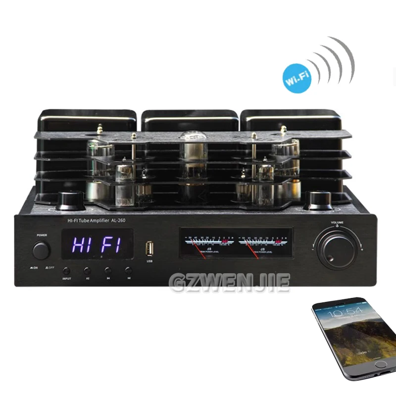 

AL260 200wX2 Vacuum Tube Amplifier High Power Bluetooth 5.0 8-10M Support Fiber Coaxial Input HIFI Audio Amp USB Remote Phono