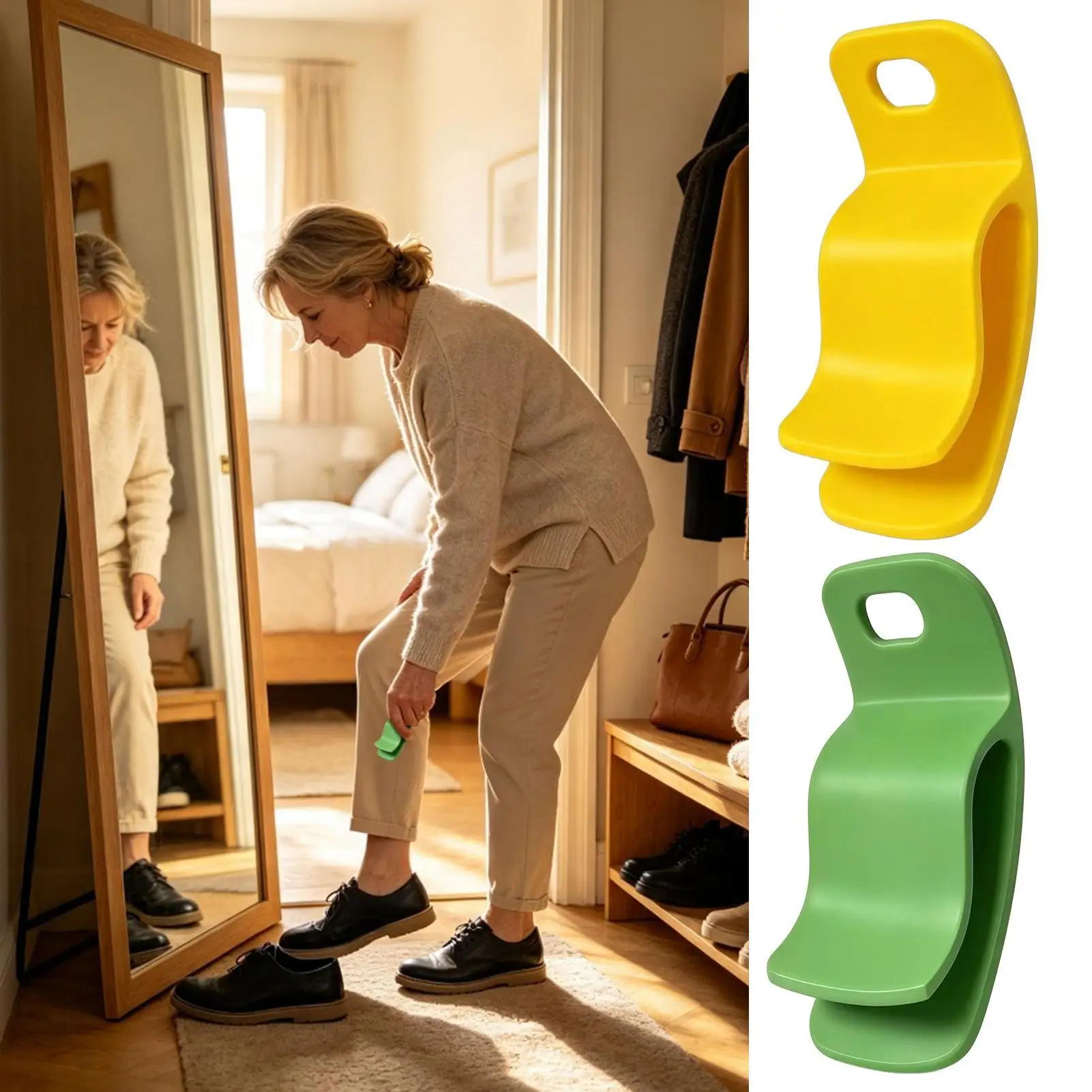 Travel Shoe Horn 3.3 Inch 3D Printed Portable Curved Ergonomic Short Shoe Horn Home Travel Dormitory Daily Commuting Men Women