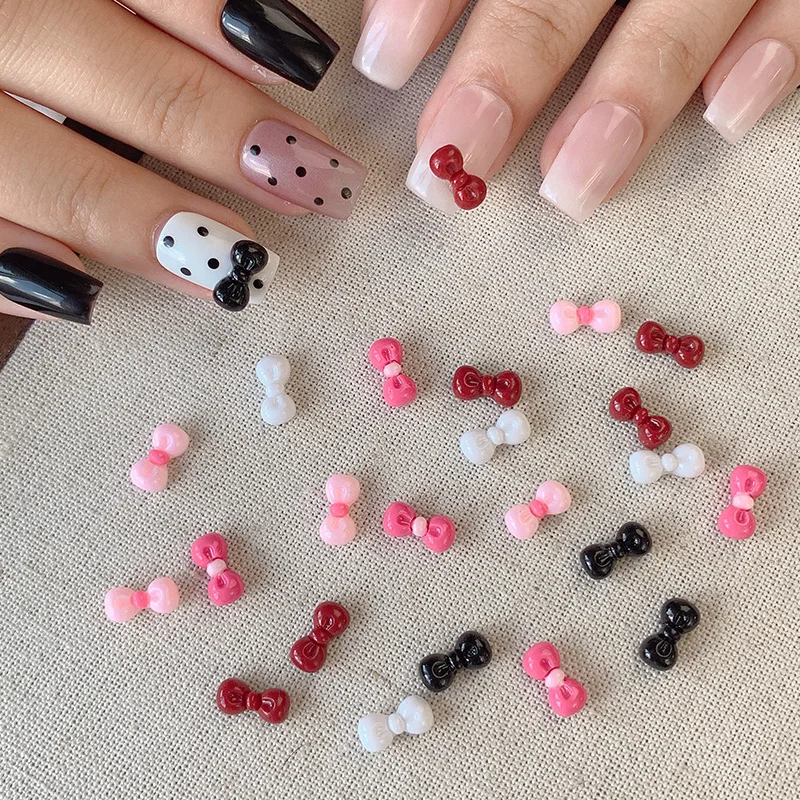 10 Stück 3D Mini Bogen Legierung Nagelzubehör Exquisite super süße Fliege Zubehör Charms für DIY Nail Art Charms Zubehör