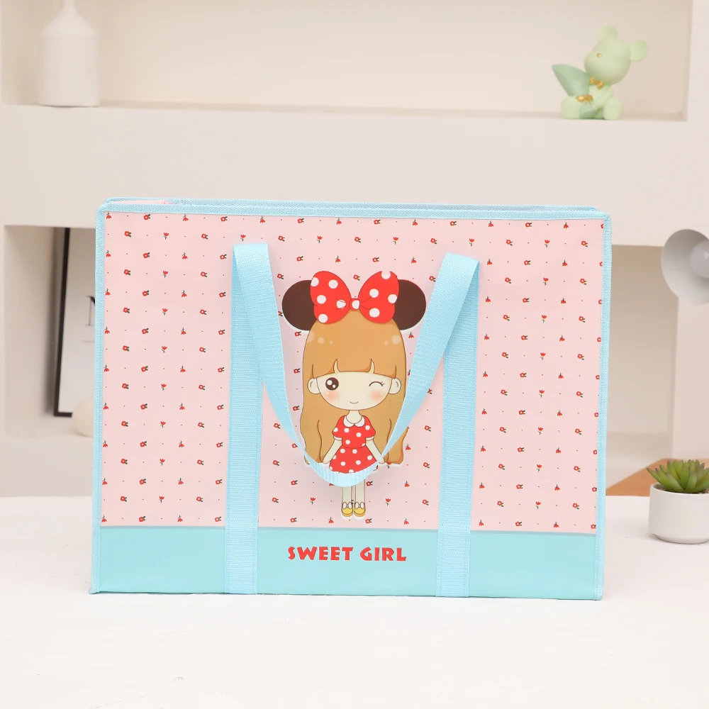 Tragbare Cartoon Vlies Quilt Aufbewahrung tasche große Kapazität wasserdichte Reise Shopping-Paket Spielzeug Organisation gefaltete Tasche – Detail 11