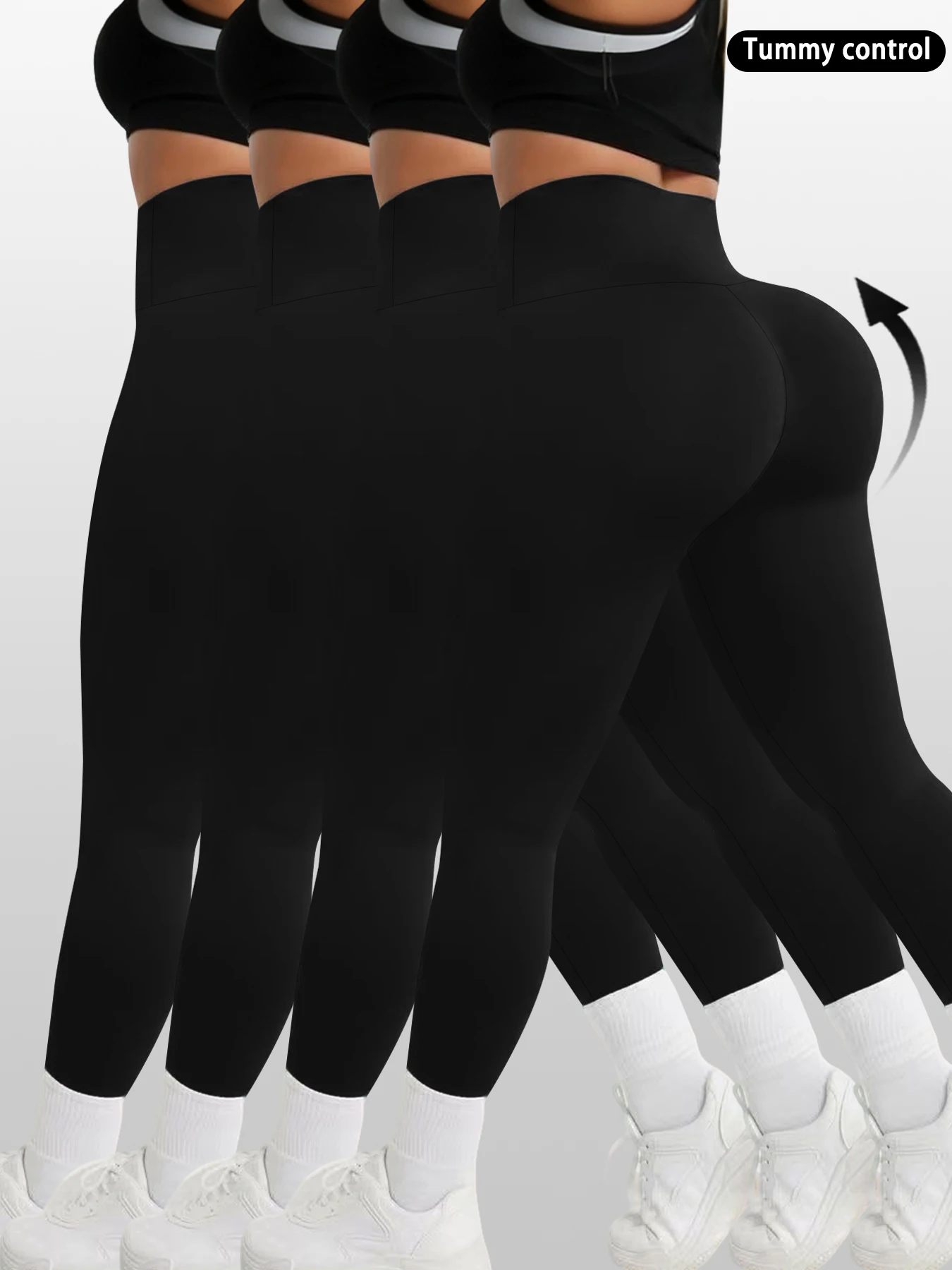 

Комплект из 4 женских леггинсов с высокой талией и эффектом коррекции живота - супермягкая ткань, идеально подходит для йоги, бега, тренировок и отдыха дома.