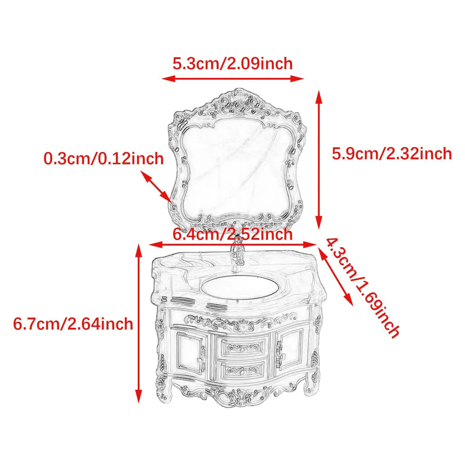 1:12 Bathroom Vanity with Drawer for Landscape Decorations Micro Landscape