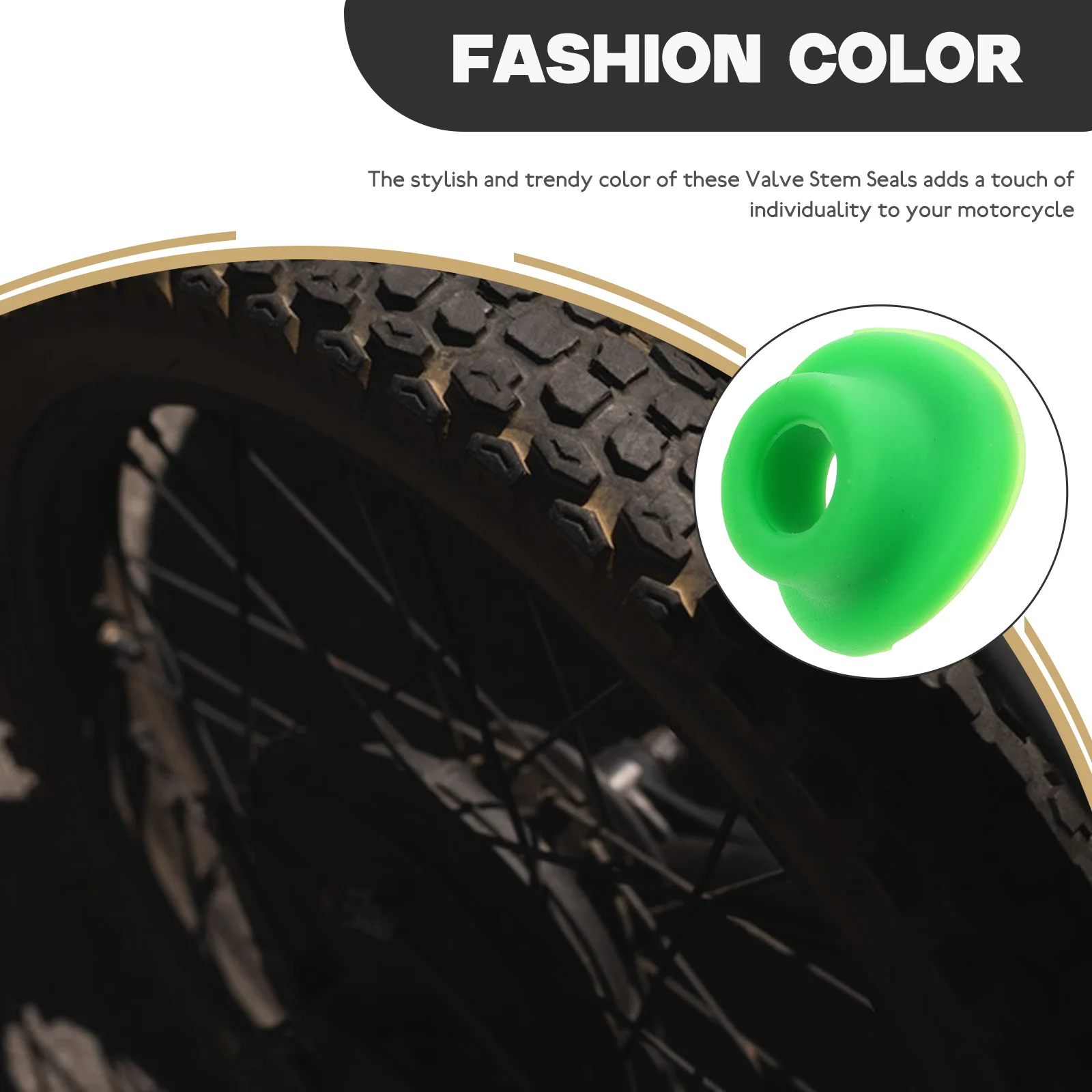 

2 Pcs Green Silicone Valve Stem Seals Waterproof Motorcycle Mud Guards Mouth Gasket Air Part Protectors For Bikes