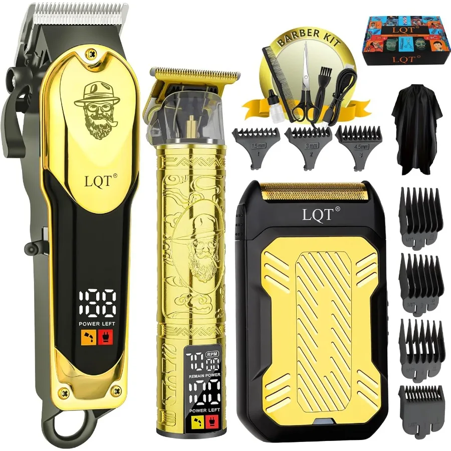 

3-in-1 Cordless Hair Clippers and Trimmers Set for Men with Adjustable Lever Long-Lasting Battery Stainless Steel Blades Black