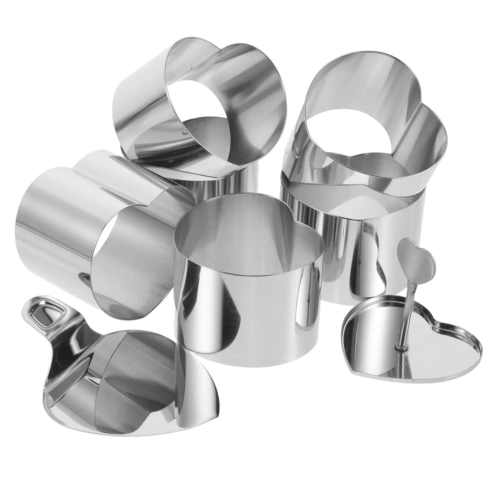 

Набор форм для выпечки в форме сердца из нержавеющей стали, бесшовные кольца для мусса, для приготовления десертов, многослойных тортов, тарталеток, аксессуары для выпечки