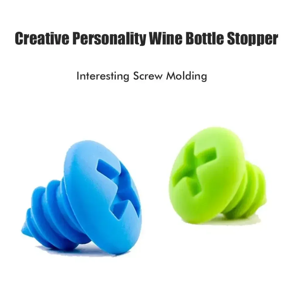 5PCS Screw Shape Silicone Wine Stopper - Airtight Leakproof Reusable, Grade Creative Home Bar Accessories for Party/Kitchen image 4