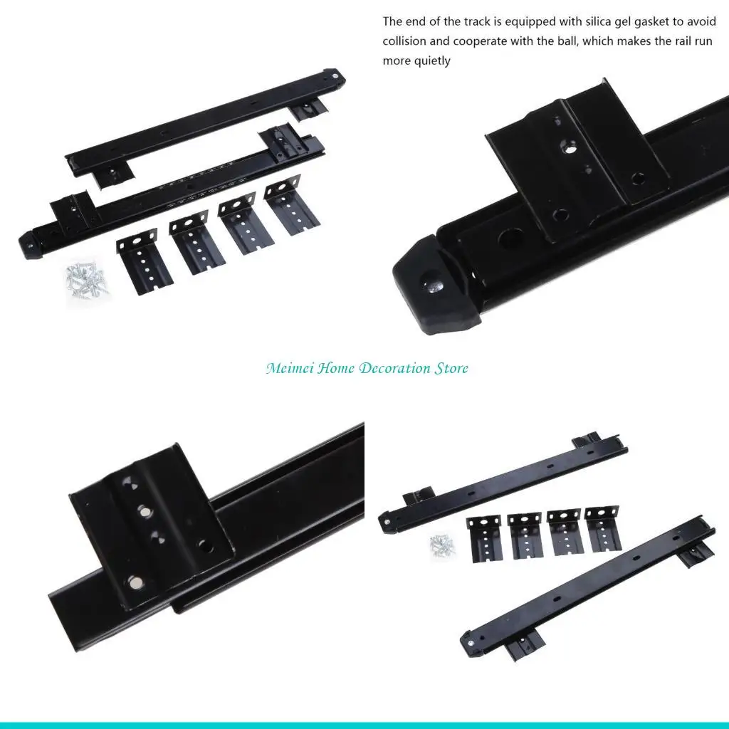 H7BF 2pcs/set Three-Section Low-Noise Cabinet Slides Computer Keyboard Drawer Track Adjustable Height Bracket Sliding
