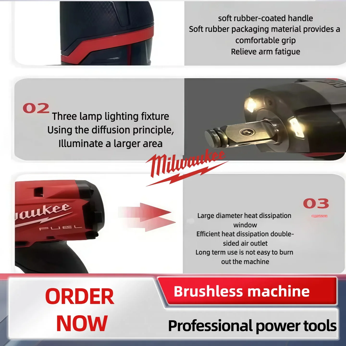 ميلووكي مفتاح ربط كهربائي لاسلكي مفك براغي بدون فرش تأثير الحفر أدوات كهربائية إصلاح شاحنة السيارة لبطارية 18 فولت #5