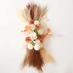 Bohemian Wedding Arch Flower Artificial Flower Lintel Wreath With Beautiful Leaves Pampas Grass Floral Swag Home Decor
