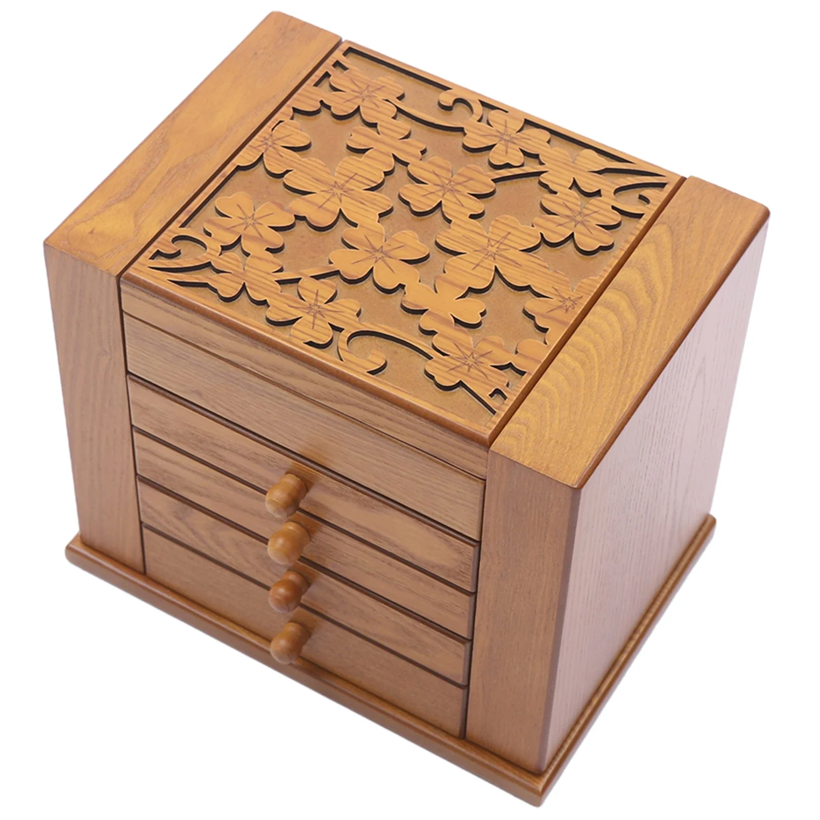 

5 Layer Drawer Jewelry Box Organizer Storage Chinese Style Pine Wooden Large Box High Capacity Luxurious Solid Wood Necklace