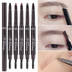 5 Colors Triangle Matte Eyebrow Pencil with Brush Double Head Natural Smooth Eyebrow Tint Waterproof Lasting Eyebrow Cosmetics