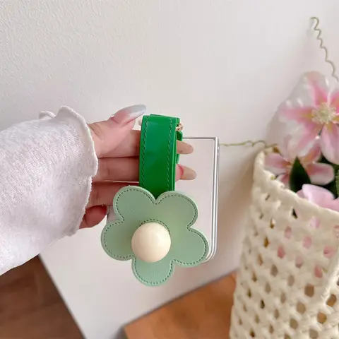 Z Flip7 Custodia per telefono con cinturino in pelle con fiori 3D per Samsung Galaxy Z Flip 7 6 5 4 3 Flip6 Placcatura con cornice in argento Custodia antiurto