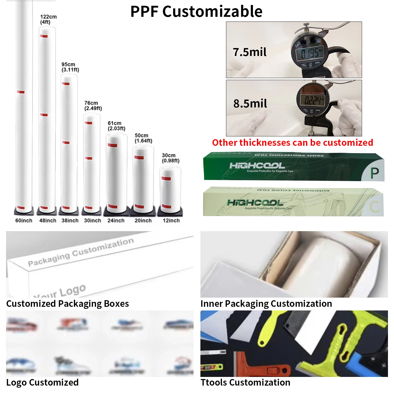 2025 Groothandel 8.5mil Hoogglans Transparant TPU Verfbeschermingsfilm PPF Antikras Carrosserie Wrap Kleur veranderende autofilms