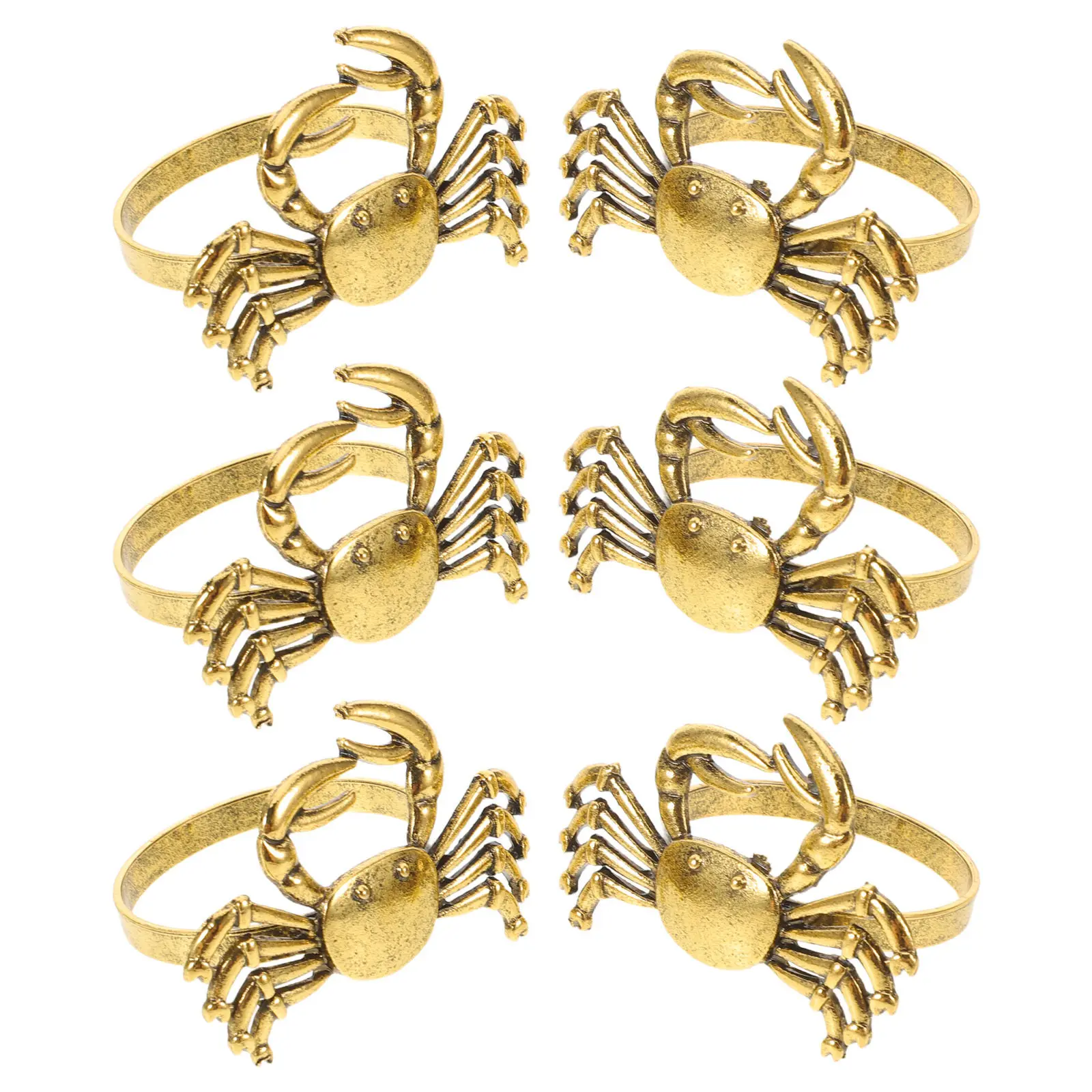 6 Pcs Crab Napkin Ring Coastal Table Decor Elegant Rings Dining for Wedding Dinner Party Engagement Holders