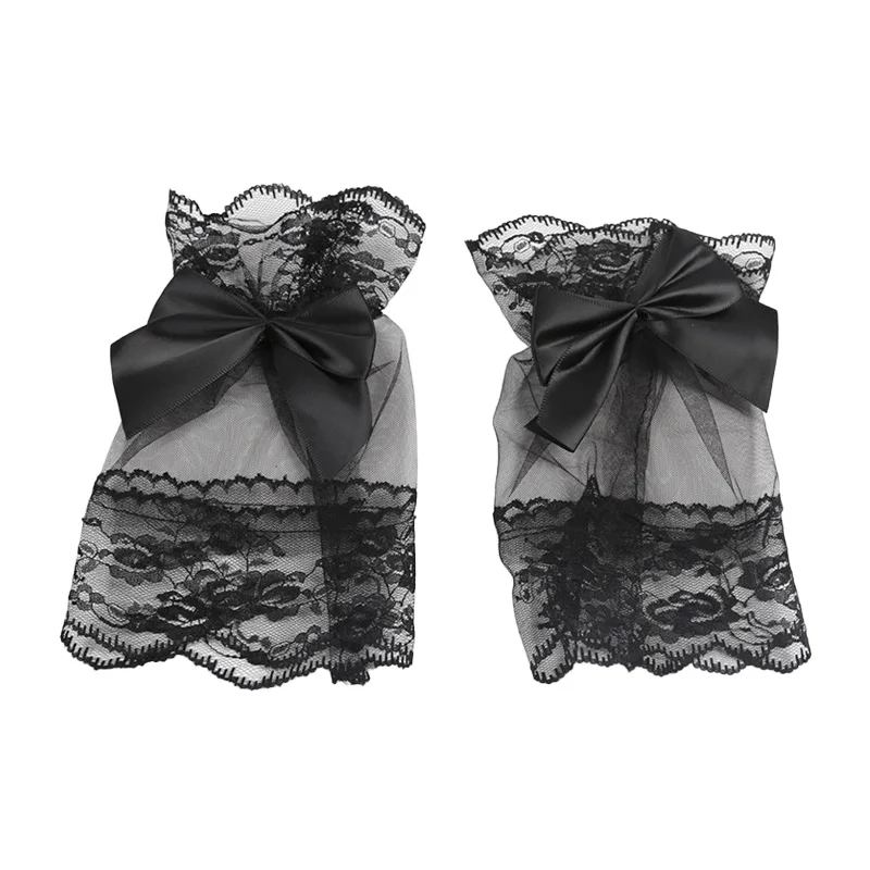 1Pair Detachable Fake Sleeves Lace Mesh Fake Flared Sleeves Women Lace Wrist Cuffs Bracelets Fashion Elbow Sleeve Cuff