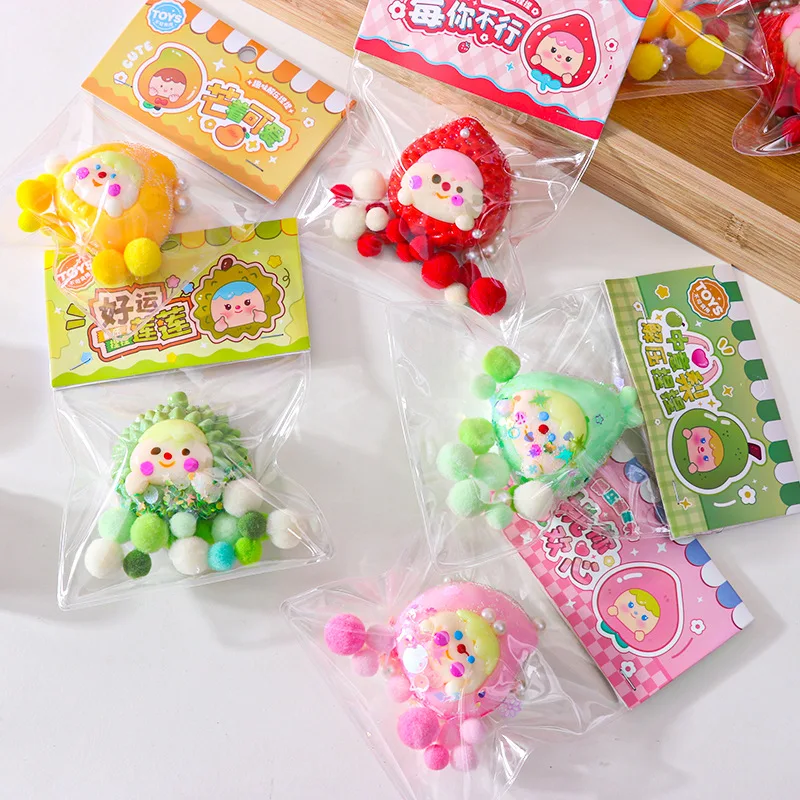 Simulazione creativa Mini borsa di frutta giocattolo antistress Sticky TPR Relief Fidget Toy Mini Relief Squeeze Toy regali per bambini