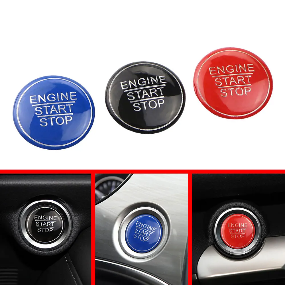 Car Engine Start Stop Button Sticker for Toyota Camry Corolla Prius RAV4 Ignition Key Ring Sticker Covers Styling Accessories