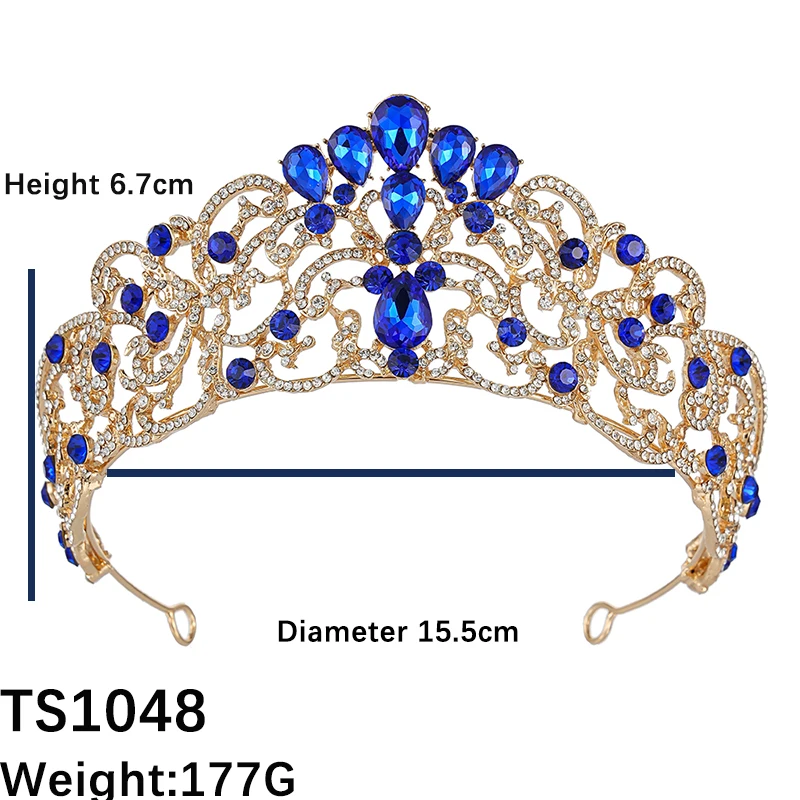 عصابة رأس تاج فاخرة من حجر الراين الكريستالي - إكسسوار شعر تاج مأدبة الزفاف هدية مجوهرات إكليل الملكة