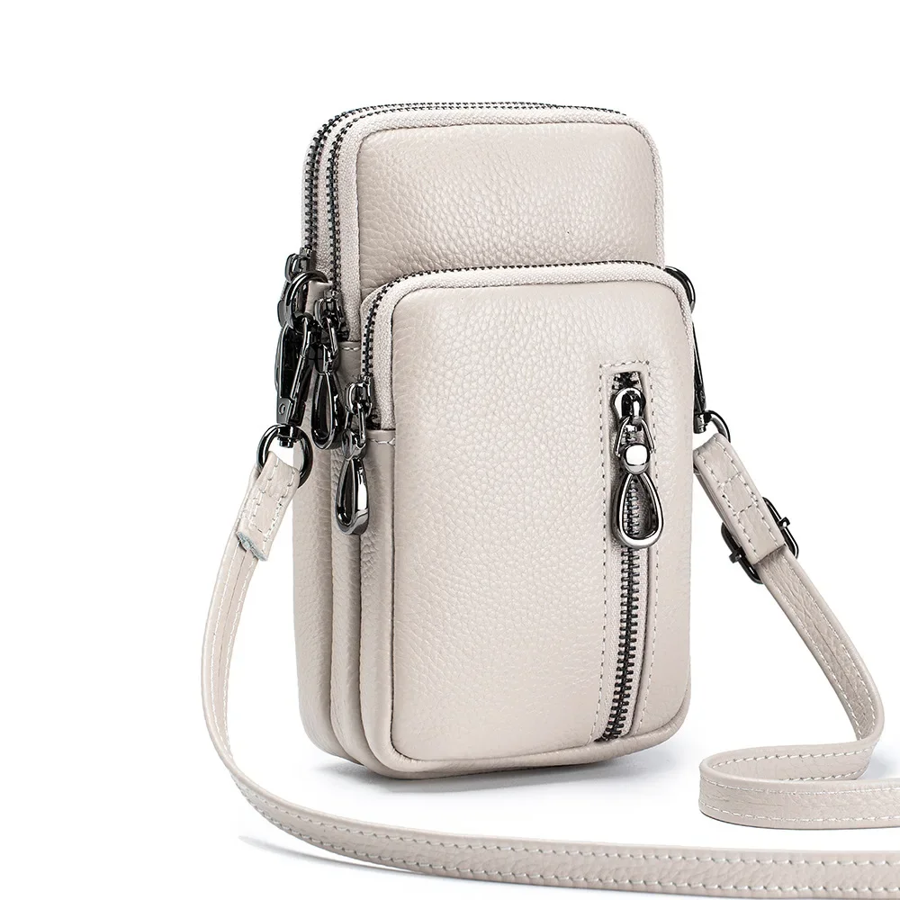 

Lightweight Crossbody Messenger Bag, Women's Cow Leather Small Shoulder Purse, Multi Compartment Pocket, Vertical Phone Bag