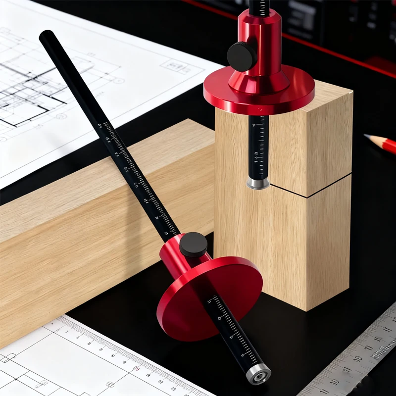 

Wheel Marking Gauge - Woodworking Scriber - Wood Marking Tools With Inch & MM Scale - Parallel Line Drawing Mortise Measuring---