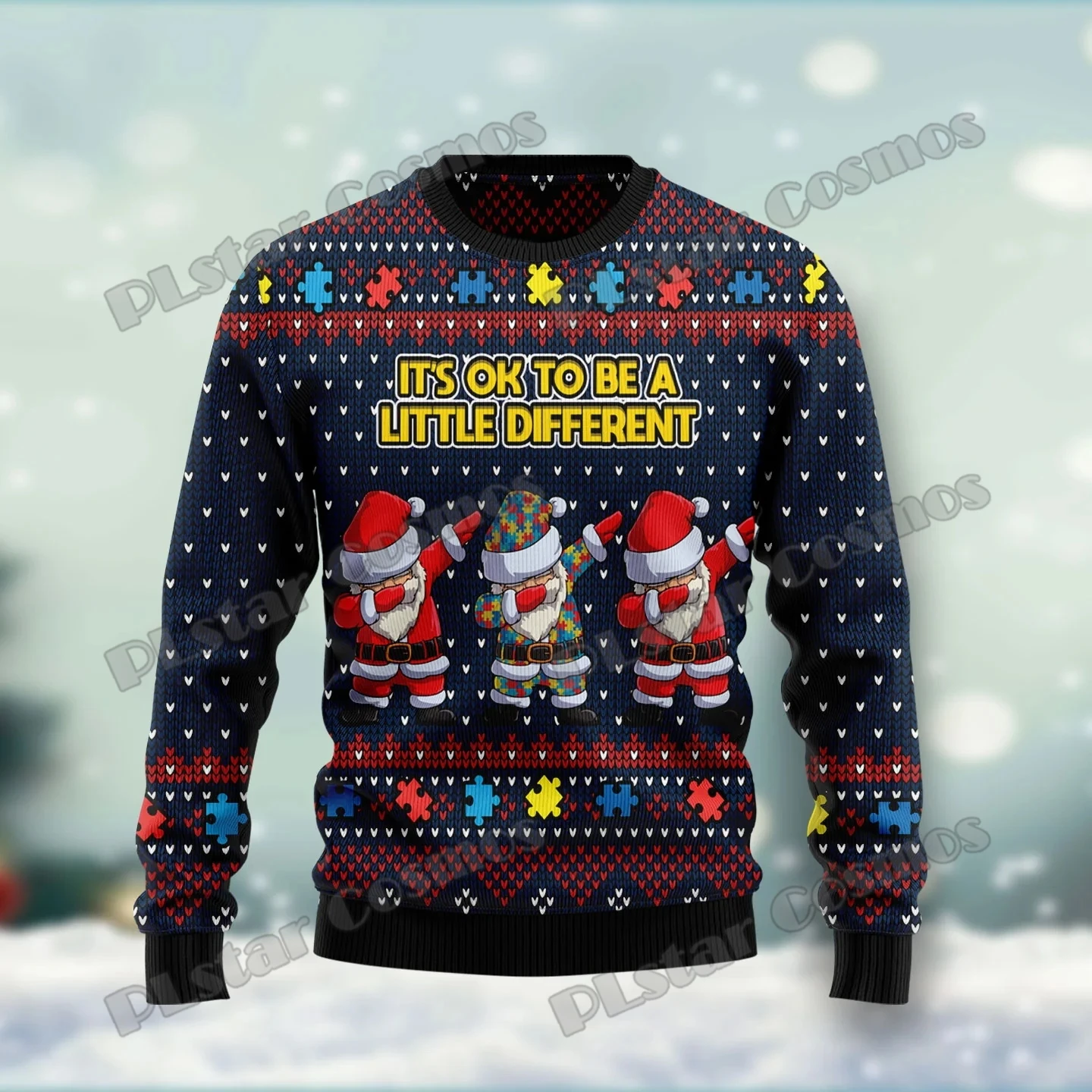 Hippie Santa Claus Peace And Love 3D Printed Men\'s Ugly Christmas Sweater Winter Warm Unisex Casual Knit Pullover Sweater MY02