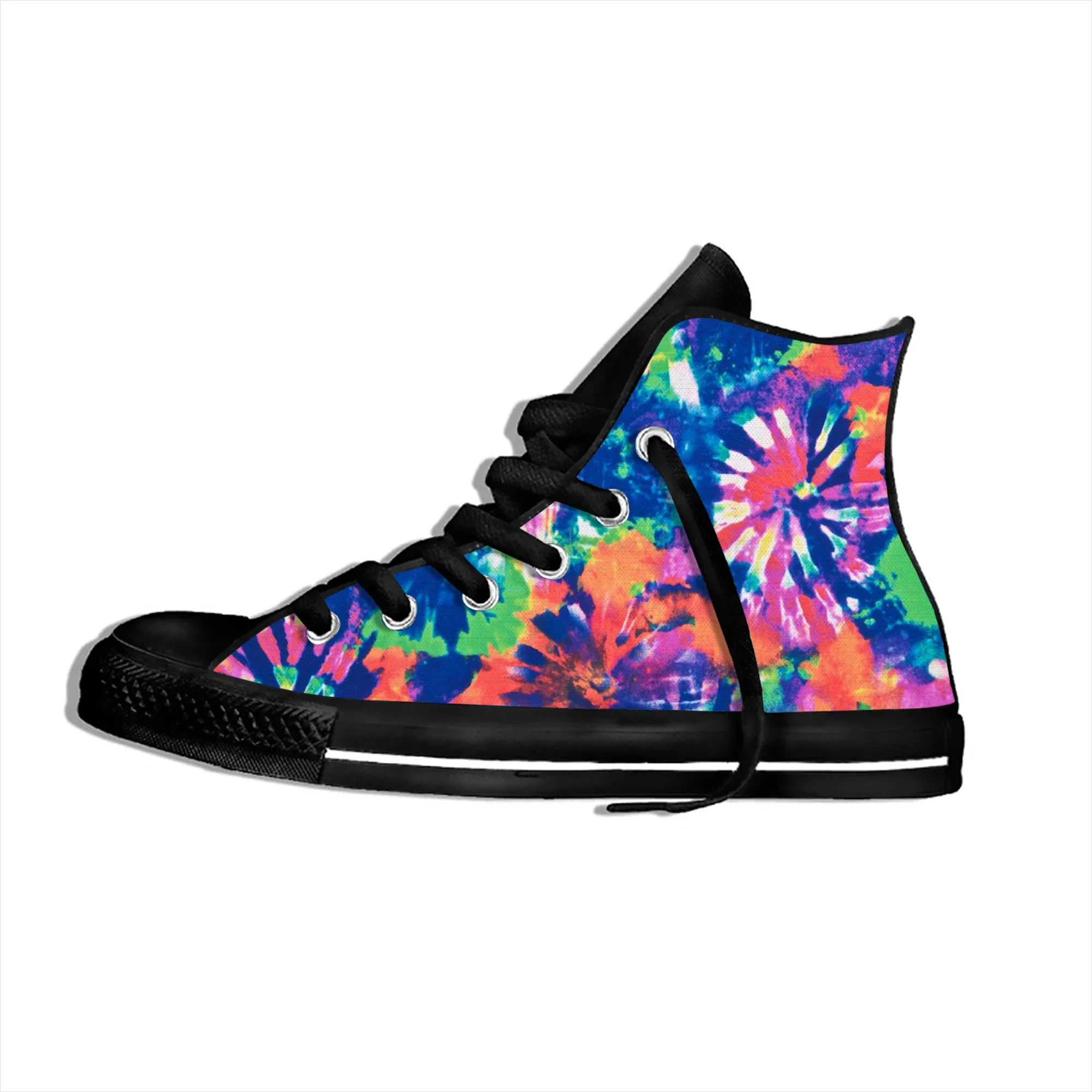 Hot Cool Summer Multicolor Tie Dye Novelty Design High Top Fashion Canvas Shoes Men Women Casual Sneakers Classic Board Shoes