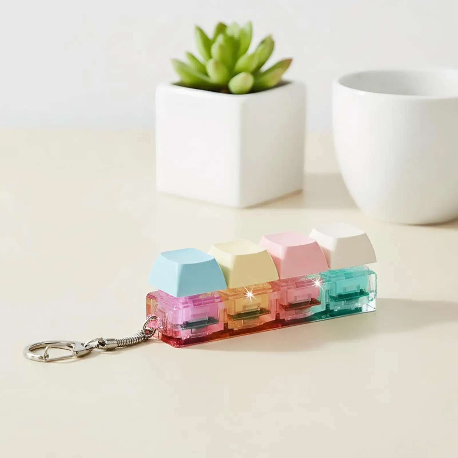 Voor volwassenen kinderen Fidget Keycap Toy Clicker Zintuiglijk speelgoed voor stressverlichting Toetsenbord Sleutelhanger Fidget Gadget