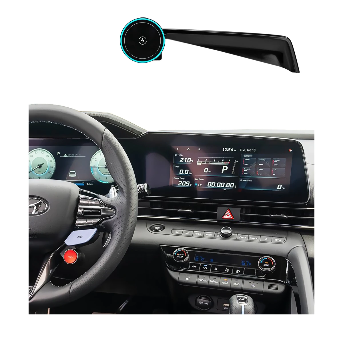 For Hyundai Elantra CN7 2021-2024 2025 2026 Car Phone Holder Screen Fixed Clip Wireless Charger Phone Mount Custom Accessories